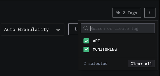 Multiple tags selected in dashboard