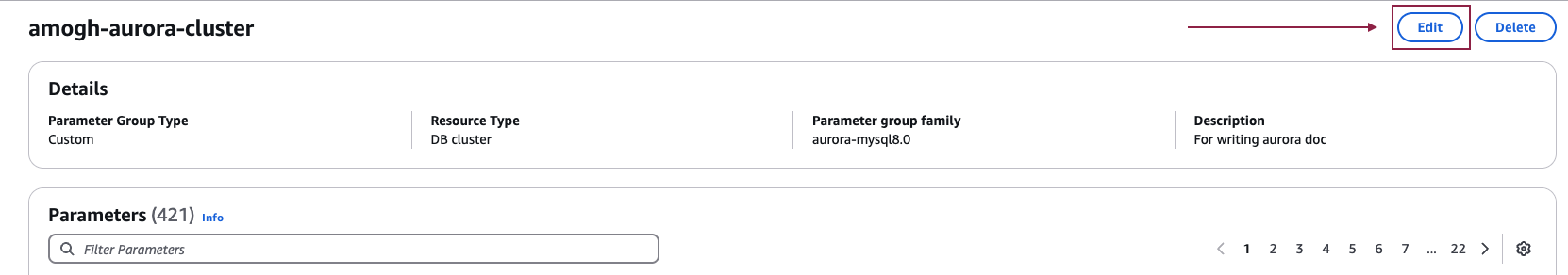 Р�едактирование группы параметров