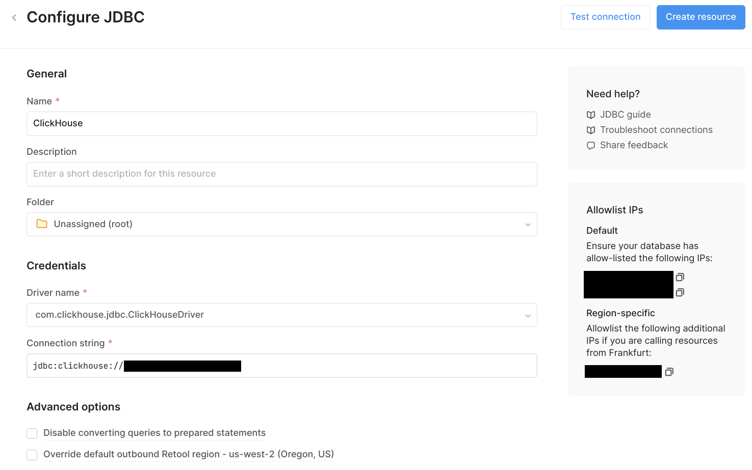 Указание учетных данных